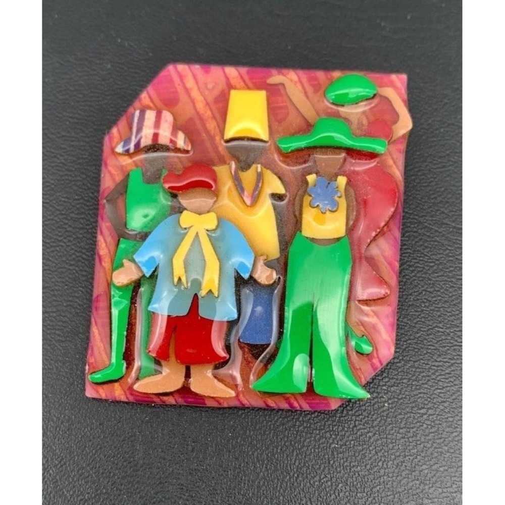 Vintage Lucinda Woman Pins by Lucinda Colorful Handmade Art 2 Wear Brooch
